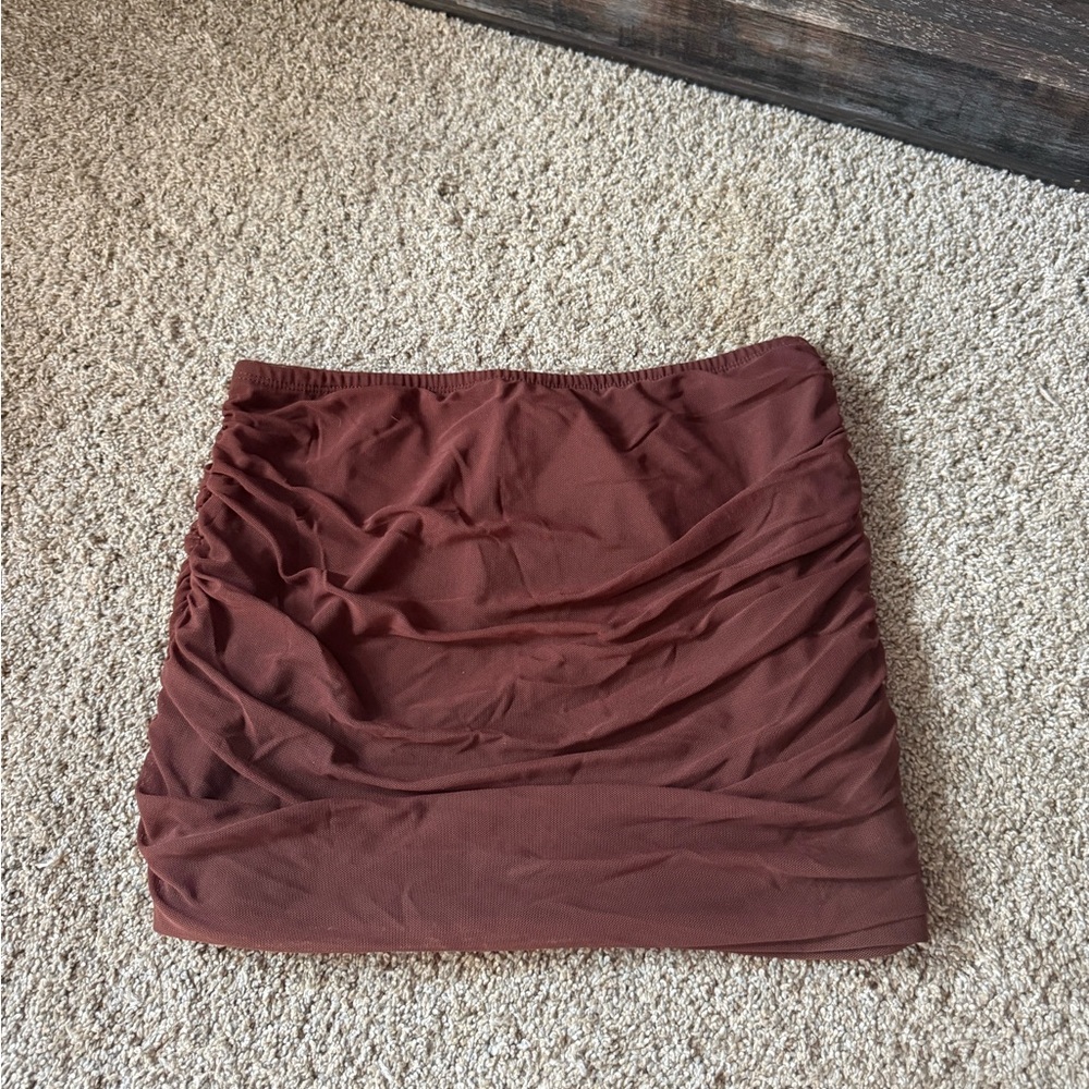 Women’s Ruched Mini Skirt - Brown